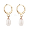 Natural Pearl Beads Drop Huggie Hoop Earrings for Women EJEW-JE04757-03-1