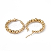 201 Stainless Steel Round Beaded Hoop Earrings with 304 Stainless Steel Pins for Women EJEW-B016-14B-G-2