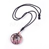 Adjustable Natural Rhodonite Pendant Necklaces NJEW-A125-C01-1