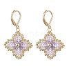 Handmade Glass Seed Beads Flower Leverback Earrings EJEW-MZ00578-02-2