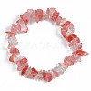 Unisex Chip Watermelon Stone Glass Beaded Stretch Bracelets BJEW-S143-39-2