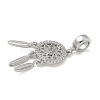 Brass Clear Cubic Zirconia Woven Web/Net with Feather European Dangle Charms KK-U050-01P-2
