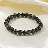 Natural Golden Sheen Obsidian Bead Stretch Bracelets BJEW-K212-B-020-3