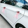 PE Flower with Satin Ribbon Wedding Car Rearview Mirror AJEW-WH0596-913-5