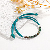 4MM Round Synthetic African Turquoise(Jasper) Beaded Faux Suede Cord Slider Bracelets for Women WG432D6-04-1