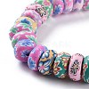 Handmade Flower Printed Polymer Clay Beads Strands CLAY-M003-02-3
