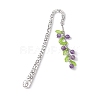 Mixed Natural Gemstone Bead Pendant Bookmarks with Acrylic Leaf AJEW-JK00272-4