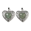 Natural Green Aventurine Peach Love Heart Pendants G-G158-01C-1