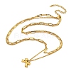 304 Stainless Steel Bowknot Pendant Necklaces NJEW-L182-001G-02-5
