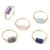 Column Natural Aquamarine & Rose Quartz & Lapis Lazuli & Labradorite & Amethyst Finger Rings RJEW-JR00817-1