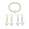 Round & Heart Acrylic Beads Bracelet & Dangle Earring Set SJEW-JS01301-1