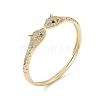 Green & Clear Cubic Zirconia Snake Open Cuff Bangles BJEW-A131-01G-3