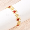 Bear Brass Micro Pave Cubic Zirconia Link Chain Bracelets for Women BJEW-K248-05G-06-3