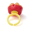 Resin Imitation Bread Open Cuff Ring for Women RJEW-JR00719-5