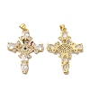 Rack Plating Brass Pave Cubic Zirconia Pendants KK-O142-53G-2