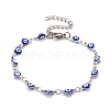 Enamel Heart with Evil Eye Link Chains Bracelet BJEW-P271-07P-04-1