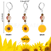   30Pcs Sunflower Resin Charm Stitch Marker with Glass Bead AJEW-PH0003-80-2