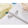 Square Real Platinum Plated Fashion Brass AAA Cubic Zirconia Ear Studs EJEW-AA00166-P-2