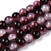 Crackle Baking Paint Imitation Jade Glass Beads Strands DGLA-T003-8mm-14-1