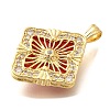 Brass Micro Pave Cubic Zirconia Acrylic Pendants ZIRC-D275-02G-02-2