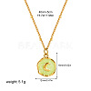 304 Stainless Steel Enamel Flat Round Pendant Necklaces for Women FS-WGF87E1-01-1