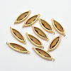 Faceted Horse Eye Golden Plated Brass Glass Links Connectors KK-J084-06G-2