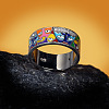 Eye Pattern Brass Micro Pave Clear Cubic Zirconia Enamel Finger Rings FS-WGB4C19-03-4