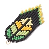 Handmade Glass Seed Beaded Leaf Shape Big Pendants PALLOY-MZ00931-02-4