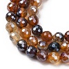 Electroplated Natural Agate Beads Strands G-B191-A07-6mm-13-3