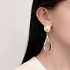Brass & Imitation Pearl Round Stud Earrings WG00083-01-3