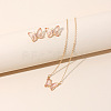 Butterfly Acrylic Rhinestone with Iron Pendant Necklaces & Stud Earrings Sets for Women WGFFCAF-06-3