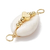 Natural Cowrie Shell Copper Wire Wrapped Shell Shape Connector Charms PALLOY-JF02939-02-3