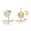 Brass Micro Pave Clear Cubic Zirconia Stud Earrings EJEW-T011-008-NF-2