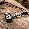Alloy Viking Hammer Pendant Imitation Leather Cord Necklaces for Men FS-WGE3E04-01-5