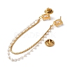 304 Stainless Steel Pave Clear Cubic Zirconia & ABS Pearl Rectangle Hanging Chain Brooch JEWB-S021-03G-3