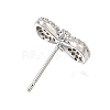 Brass Micro Pave Cubic Zirconia Stud Earring Findings with Loops CU-CBA1682-01P-2