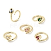 Brass Micro Pave Cubic Zirconia Cuff Open Rings for Women RJEW-L343-01G-2
