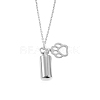 Stainless Steel Bullet with Paw Print Urn Ashes Pendant Necklace BOTT-PW0002-010C-S-1