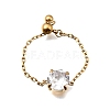 304 Stainless Steel Pave Cubic Zirconia Adjustable Chain Rings RJEW-P189-01B-G-1