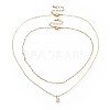 Brass Initial Pendants Necklace Sets NJEW-JN02511-2