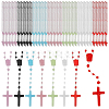 96Pcs 6 Colors Polyester & Resin Link Chain Rosary Bead Necklaces NJEW-GO0001-22-1