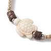 3Pcs 3 Styles Turtle & Starfish Dyed Synthetic Turquoise & Cowrie Shell Braided Bead Bracelet Sets BJEW-JB10281-3