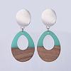 Resin & Wood Dangle Earrings EJEW-JE03023-2