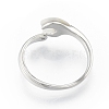 Natural Shell Heart Open Cuff Ring with Clear Cubic Zirconia RJEW-N039-09P-3