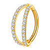 316 Surgical Stainless Steel Micro Pave Clear Cubic Zirconia 2 Line Hoop Cartilage Earrings WGDA01E-06-2
