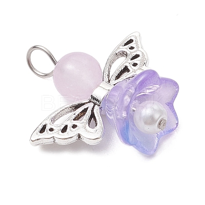 Pearlized Glass Pearl Bead Pendants PALLOY-JF03205-04-1