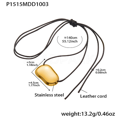 304 Stainless Steel Pendant Adjustable Black Waxed Cord Necklaces for Women FS-WGE3E56-06-1