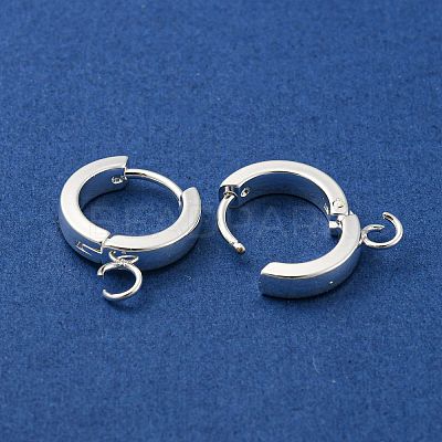 201 Stainless Steel Huggie Hoop Earrings Findings STAS-A167-01M-S-1
