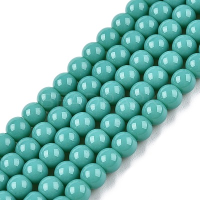 Opaque Solid Color Glass Beads Strands GLAA-T032-P8mm-12A-1