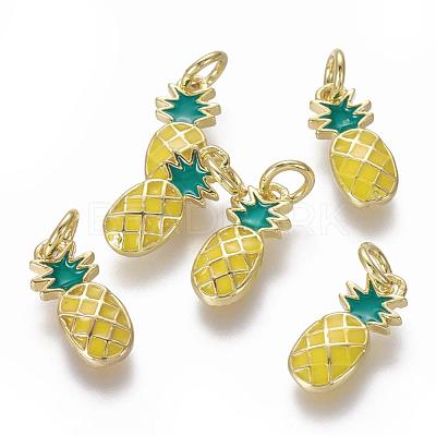 Brass Enamel Charms KK-L185-27G-1
